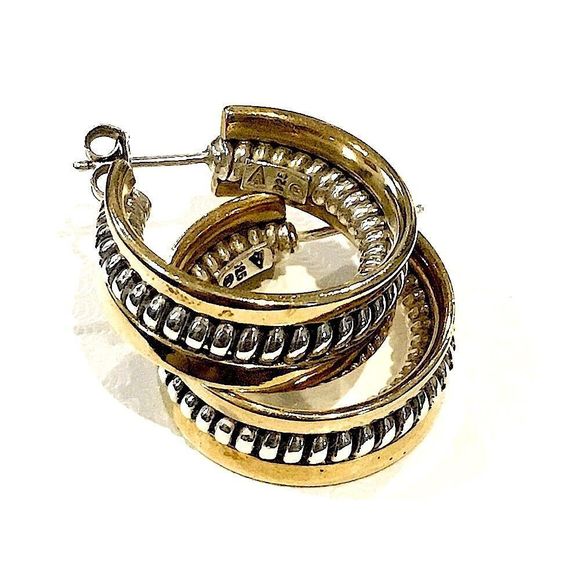 SILPADA Sterling Silver 925 Two Tone Hoop Earrings P0382 - Picture 2 of 16